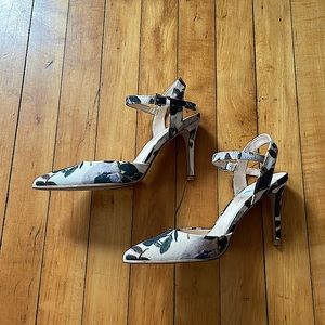 Marc Fisher Ankle Strap Floral Heels